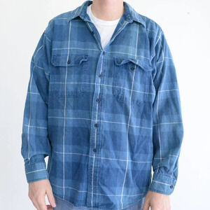 VTG Colors By Alexander Julian Navy And Blue Checker Button Up 100% Cotton Shirt